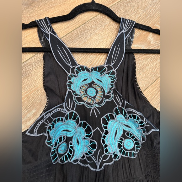 Free People Endless‎ Summer Cutwork Embroidered Dress turquoise teal lace cutout - Picture 2 of 8